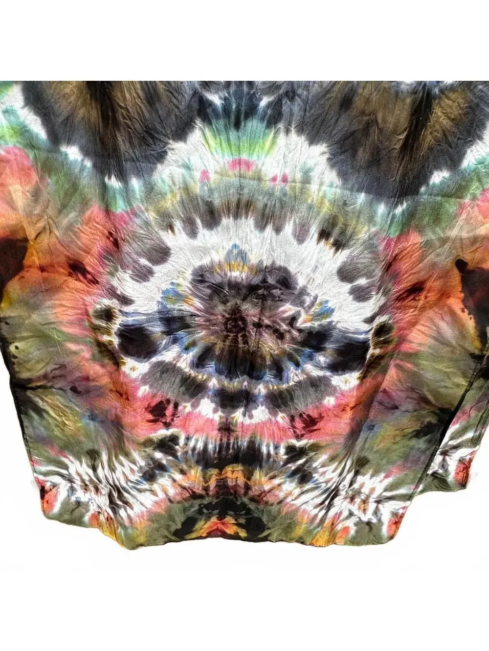 One-of-a-Kind Psychedelic Silk  Scarf Tie-Dye Tapestry – Ice-Dyed Kaleidoscopic